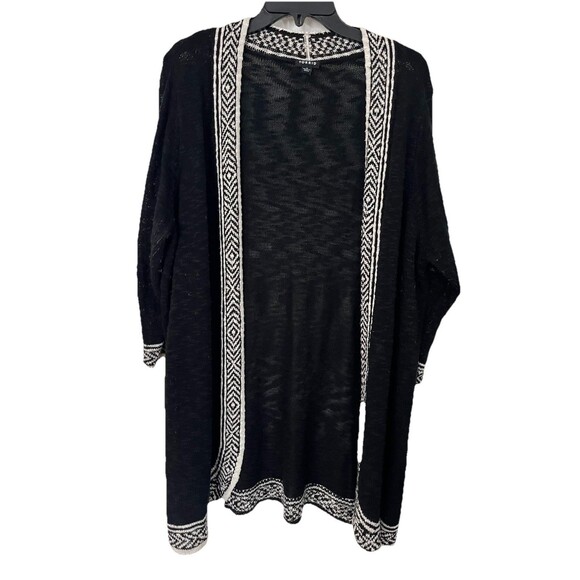 Torrid Black Cardigan Size 3 White Geo Border Open Front - Picture 2 of 7